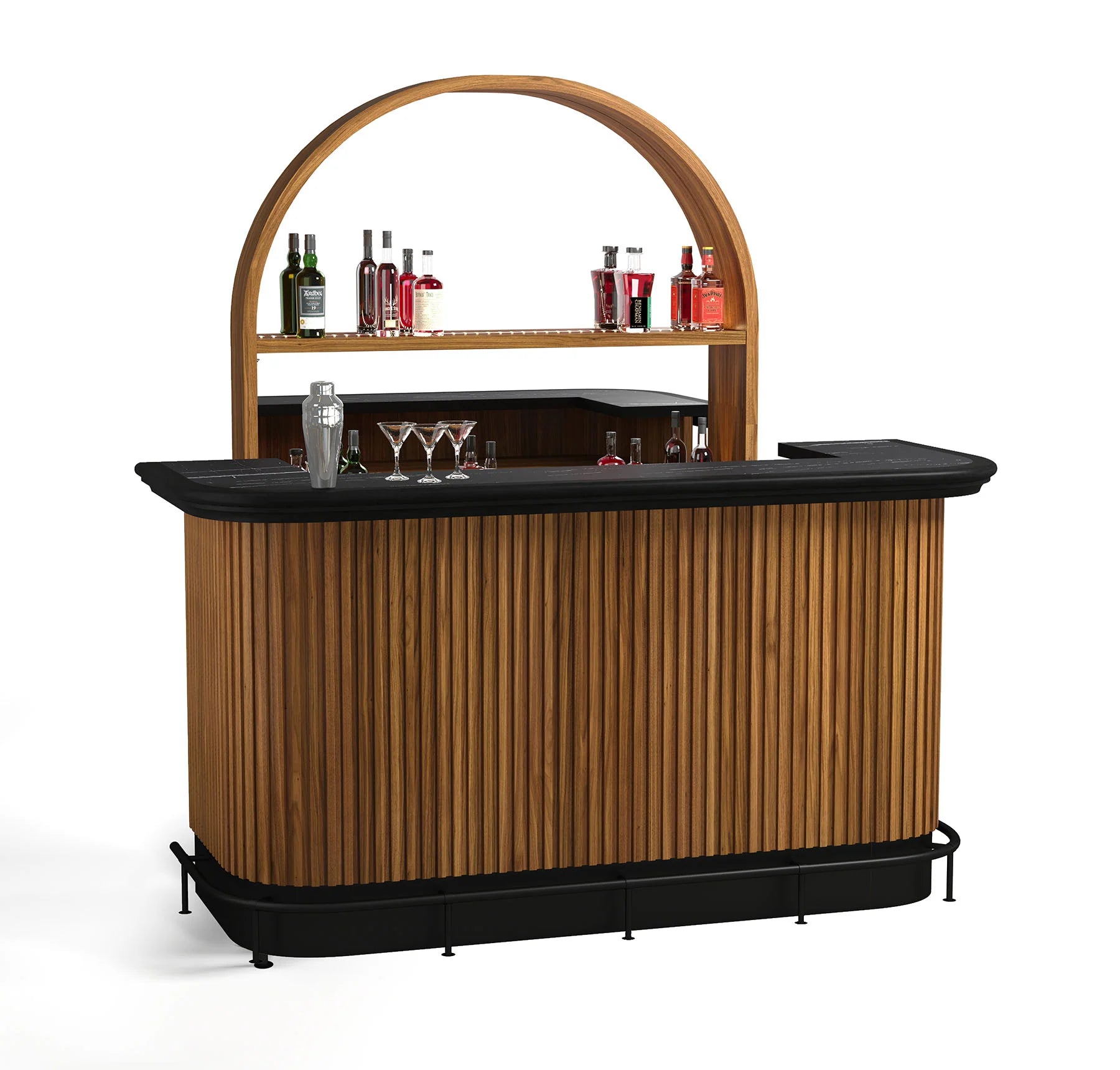 Prohibition 84" Cocktail Bar walnut with foot rail