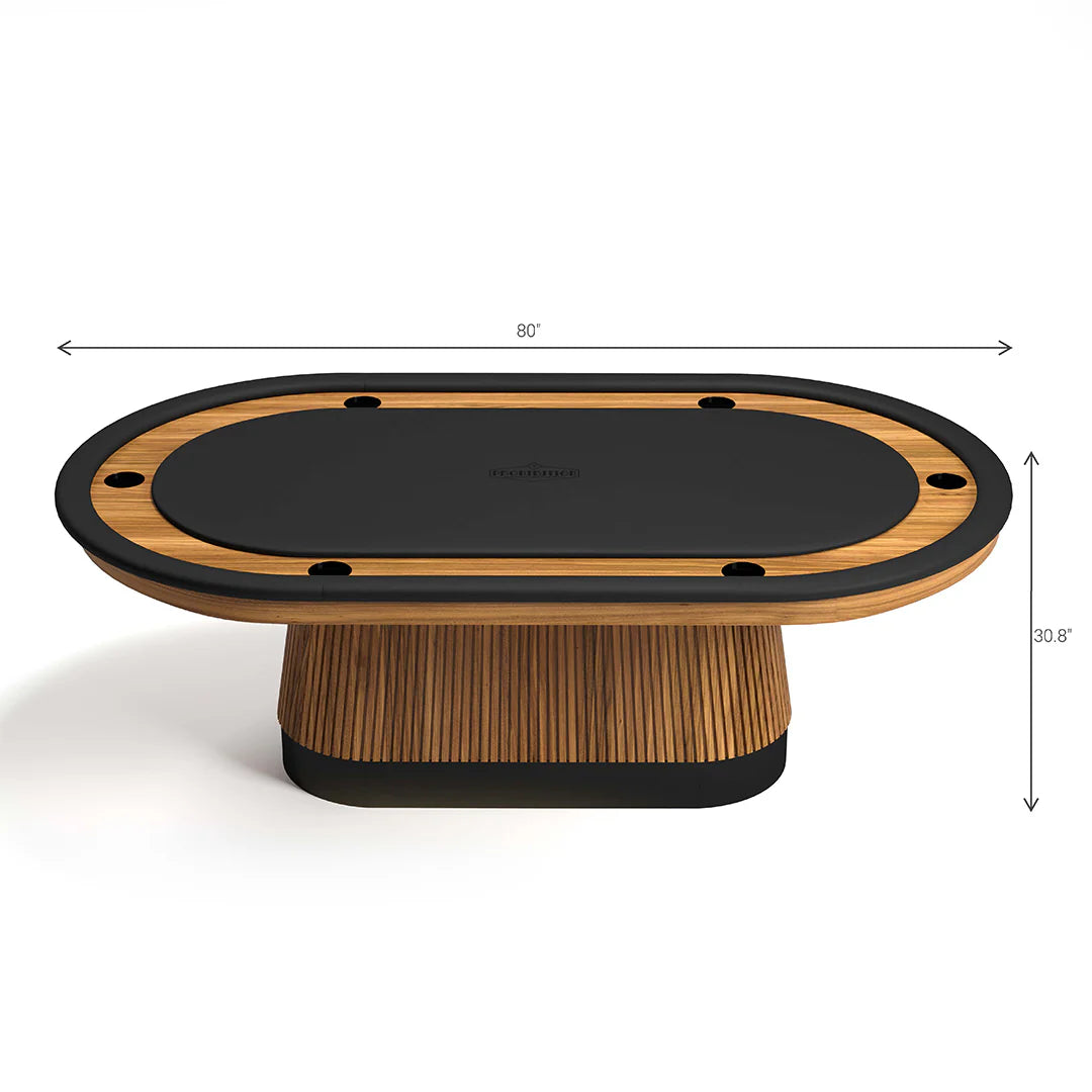 dimensions of the Ram Game Room Prohibition Texas Hold'em Poker Table - 6 Players in Walnut