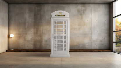 English Phone Booth Bar Cabinet - White